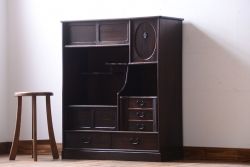 アンティーク家具　古民具・骨董　縞黒檀材のアンティーク茶棚(茶箪笥)