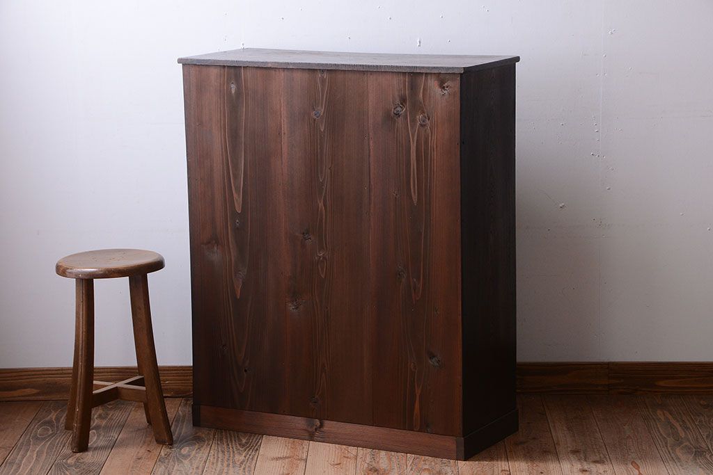 アンティーク家具　古民具・骨董　縞黒檀材のアンティーク茶棚(茶箪笥)