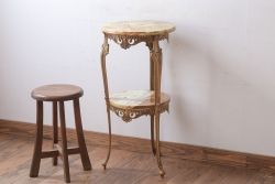 中古　イタリア製　大理石天板のサイドテーブル(オニキス)