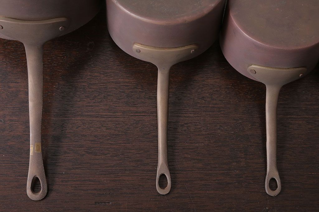 アンティーク雑貨　アンティーク　銅の片手鍋(なべ)6つセット