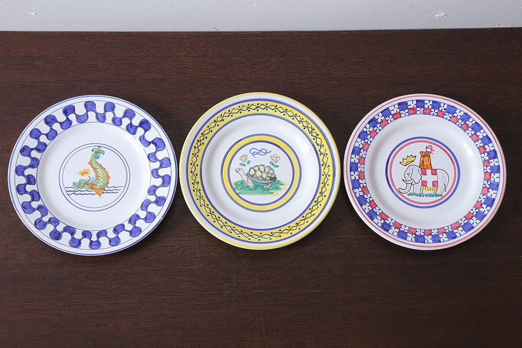アンティーク雑貨 中古 イタリアsberna Deruta サブリナデルタ 絵皿3枚セット プレート 洋食器 ラフジュ工房