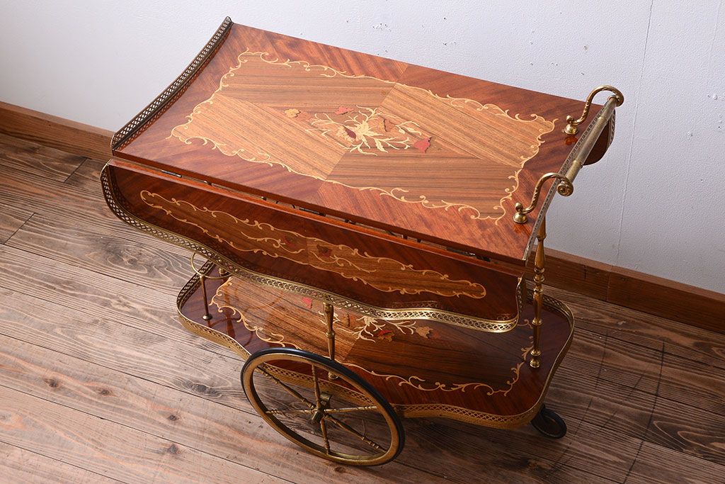 中古　イタリア製　バタフライ天板付き!2段キャスターワゴン