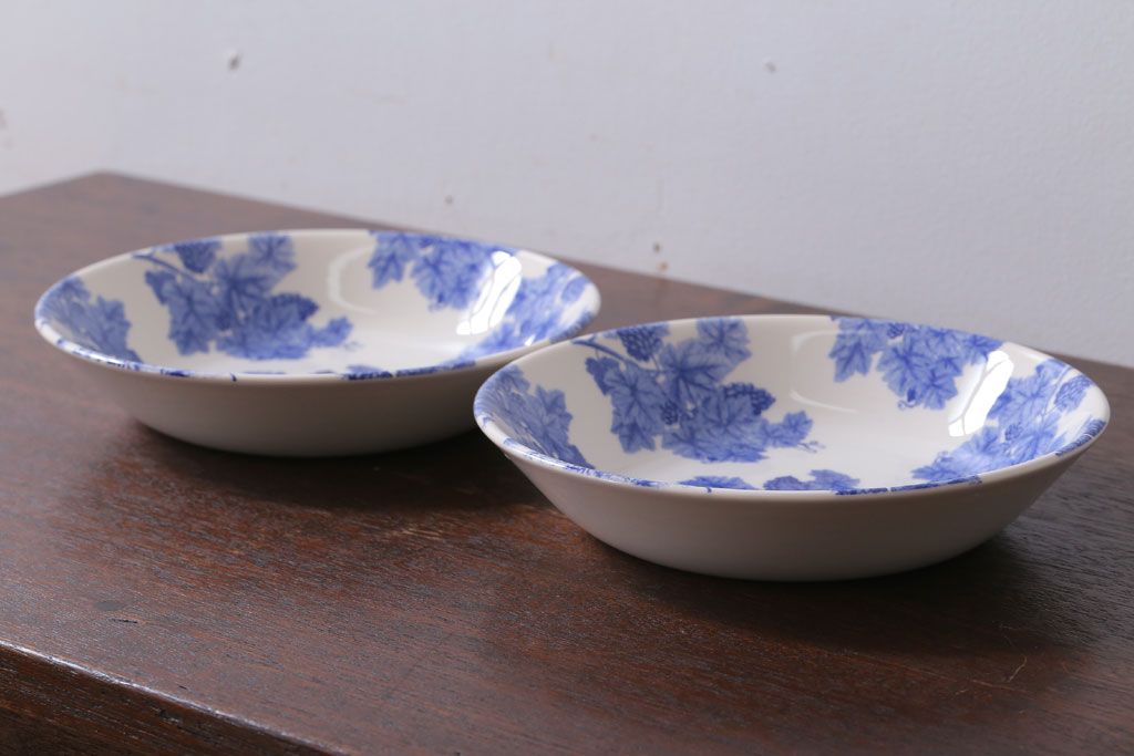 アンティーク雑貨 中古 イギリスWedgwood(ウェッジウッド) vintageblue(ビンテージブルー)深皿2枚(洋食器) | ラフジュ工房