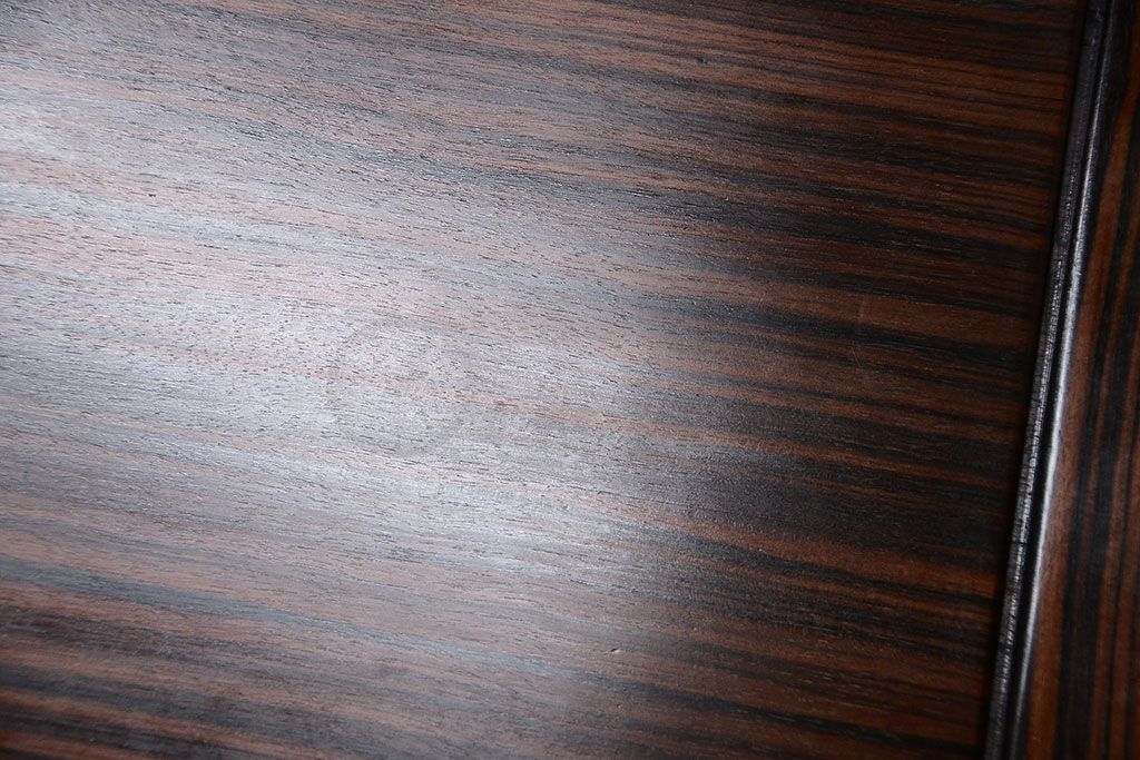 アンティーク家具　和製アンティーク　ガラス天板付き!縞黒檀材の古い座卓