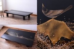 中古　輪島塗　浜高悦朗銘　両側乾漆蒔絵高級座卓(定価約180万円)