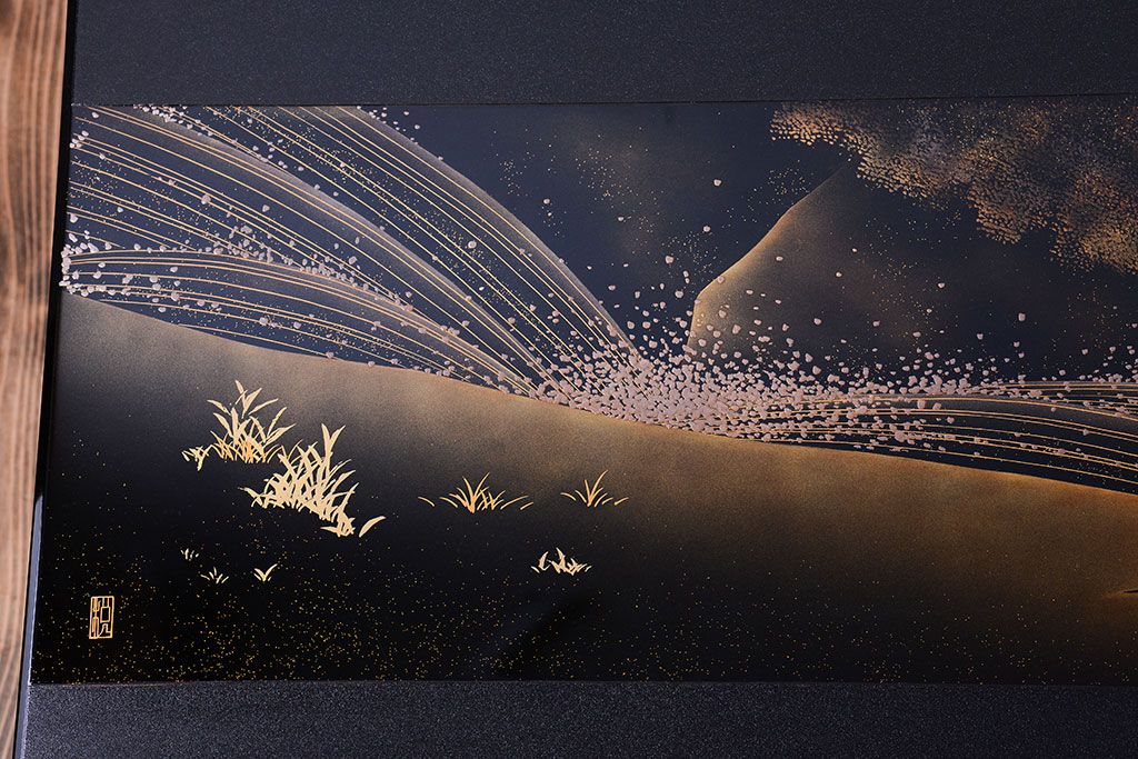 輪島塗 衝立 蒔絵/浜高悦郎 売れ筋 沈金 西宮の沢