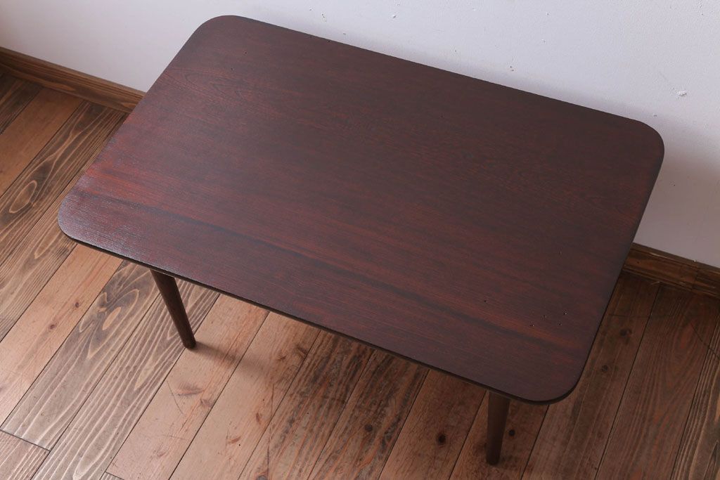 レトロ家具　昭和レトロ　古い木製のセンターテーブル(ちゃぶ台)(2)