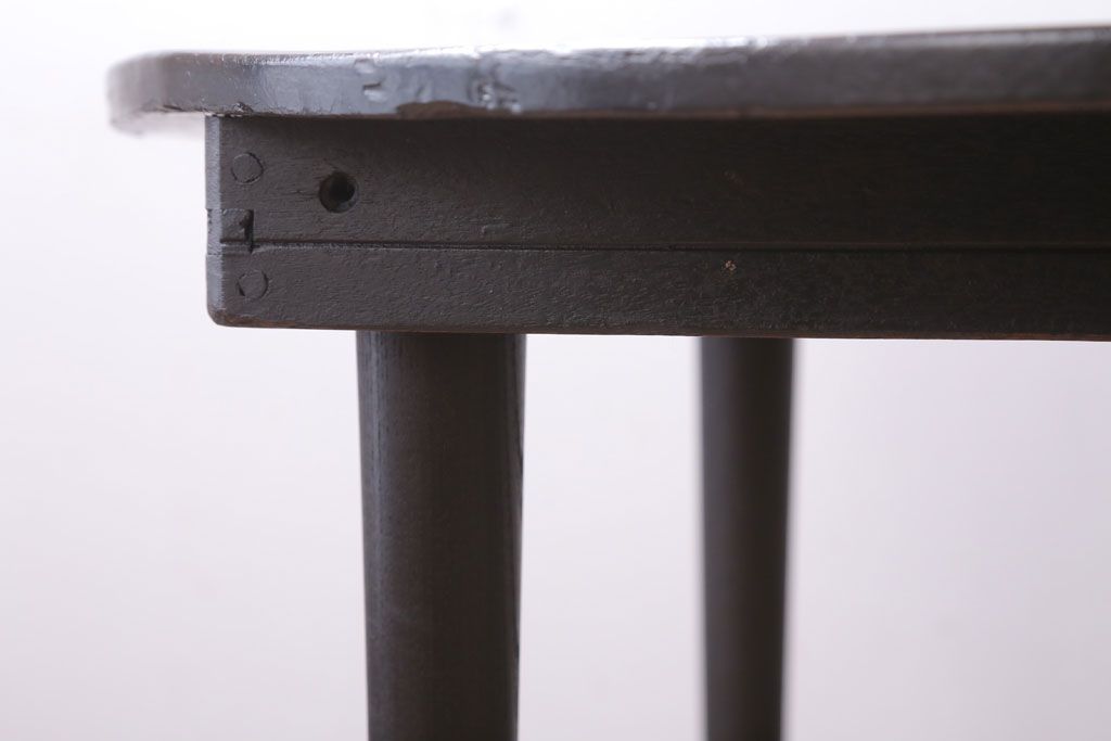 レトロ家具　昭和レトロ　古い木製のラウンドセンターテーブル(ちゃぶ台)(1)