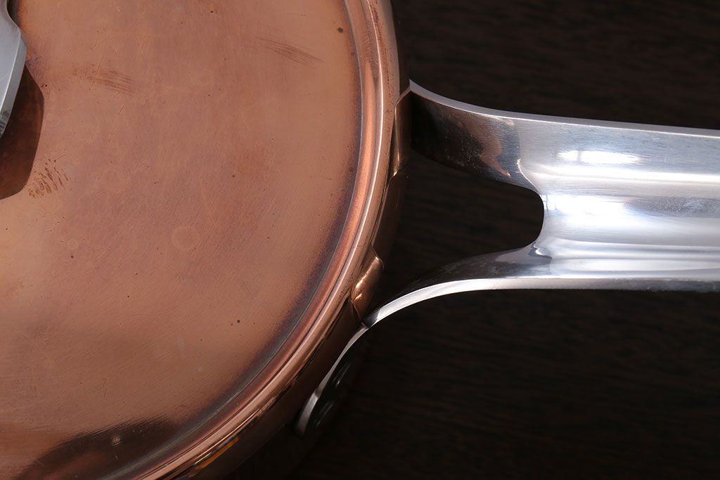 アンティーク雑貨　ビンテージ　デンマークGeorg Jensen(ジョージ・ジェンセン) 銅製の片手鍋(蓋付き)