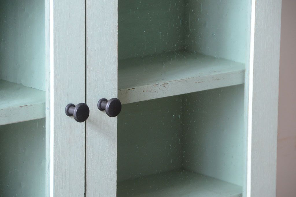 アンティーク家具　アンティークペイント　壁掛けキャビネット(収納棚)(2)