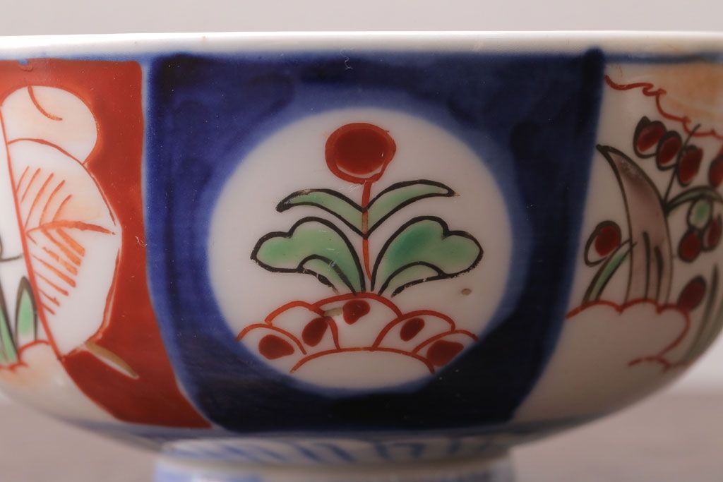 アンティーク雑貨　アンティーク　大正〜昭和初期　色絵茶碗3客セット