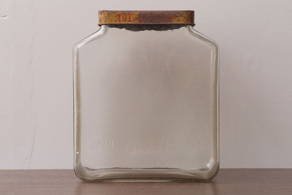 アンティーク雑貨　昭和レトロ　オリエンタルカレーのガラス瓶(角瓶)