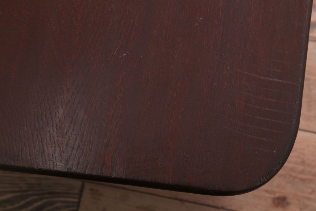 アンティーク家具　和製アンティーク　古い木製の大ぶりな角ちゃぶ台(2)