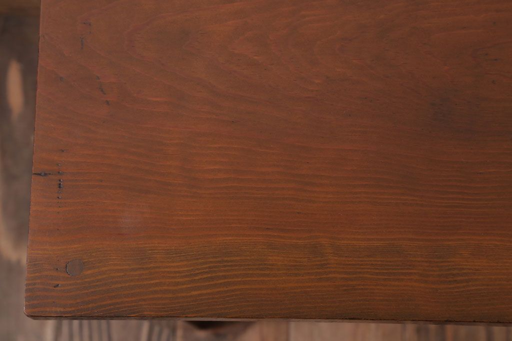 レトロ家具　昭和レトロ　引き出し2杯付き!古い木の小さな平机(デスク)
