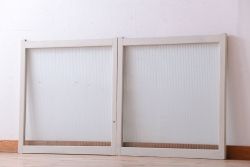 アンティーク建具　趣ある木味が魅力的なガラス戸2枚セット(引き戸)(R-076054)