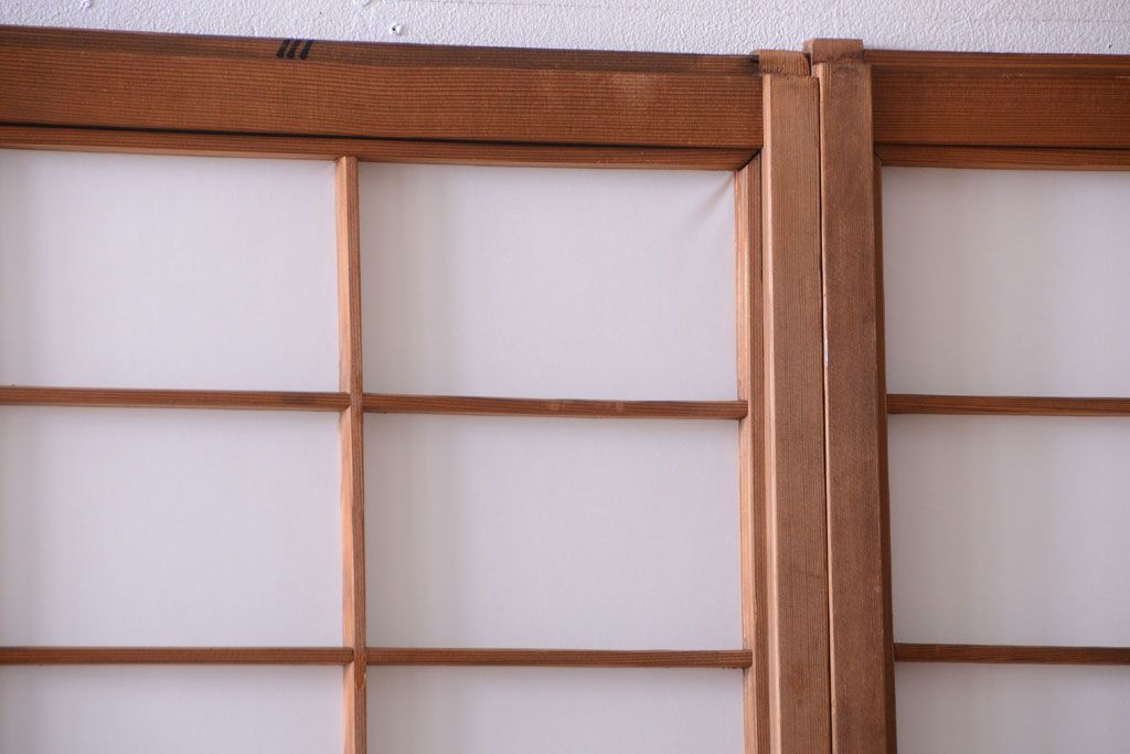 中古　直ガラス障子戸4枚セット(雪見障子戸、引き戸、擦り上げ障子戸、擦上障子戸)(1)