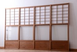 中古　直ガラス障子戸4枚セット(雪見障子戸、引き戸、擦り上げ障子戸、擦上障子戸)(2)