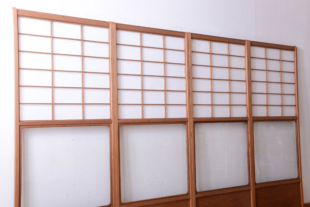 中古　直ガラス障子戸4枚セット(雪見障子戸、引き戸、擦り上げ障子戸、擦上障子戸)(2)