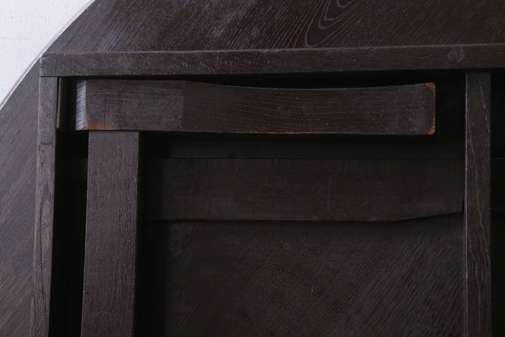 アンティーク家具　アンティーク　古い木のシンプルな丸ちゃぶ台(3)