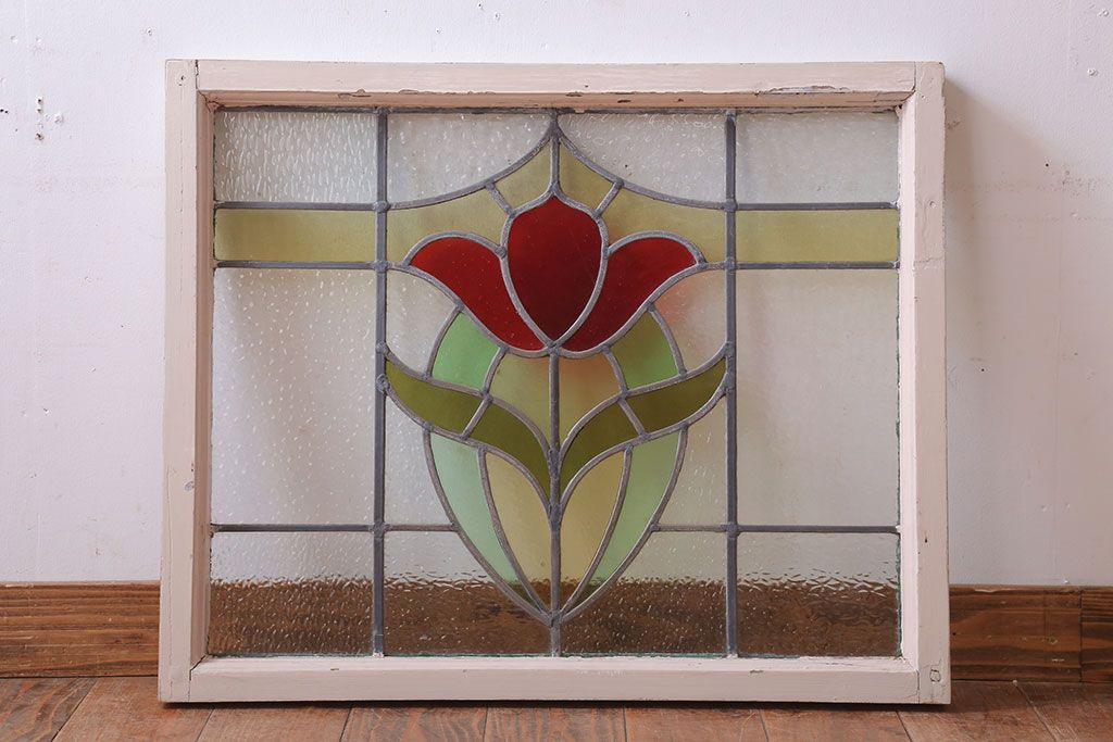 イギリスアンティーク　ステンドグラスの小窓(明り取り)(2)