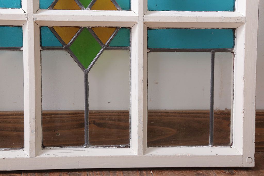 イギリスアンティーク　おしゃれなステンドグラスの小窓(明り取り)(3)