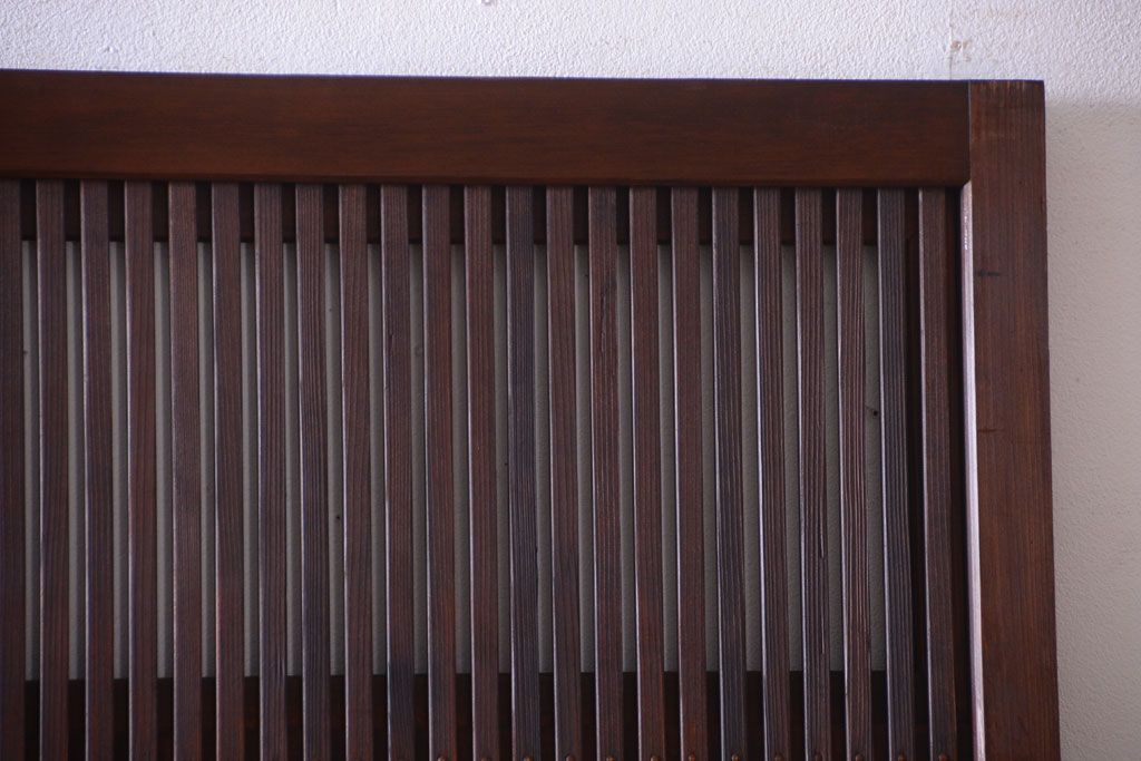 古民具・骨董　裏ガラス入り!腰板欅材のモールガラス帯格子戸2枚セット(1)