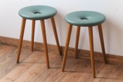 レトロ家具　昭和レトロ　ドーナツスツール2脚セット(リングスツール・丸スツール)