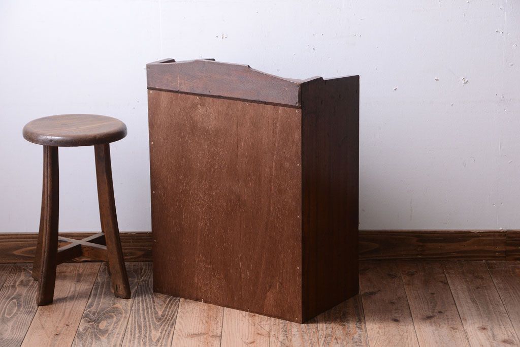 レトロ家具　昭和レトロ　象嵌入り!アンティーク書類棚(カルテケース)