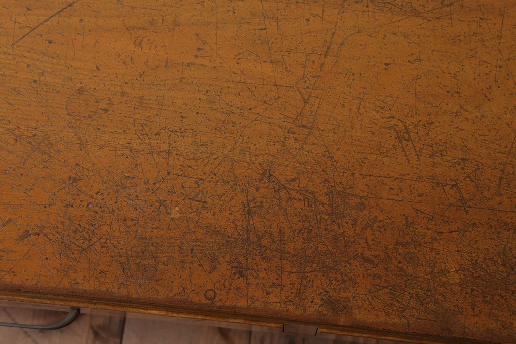 レトロ家具　昭和レトロ　古い木製のシンプルなアンティーク文机(2)