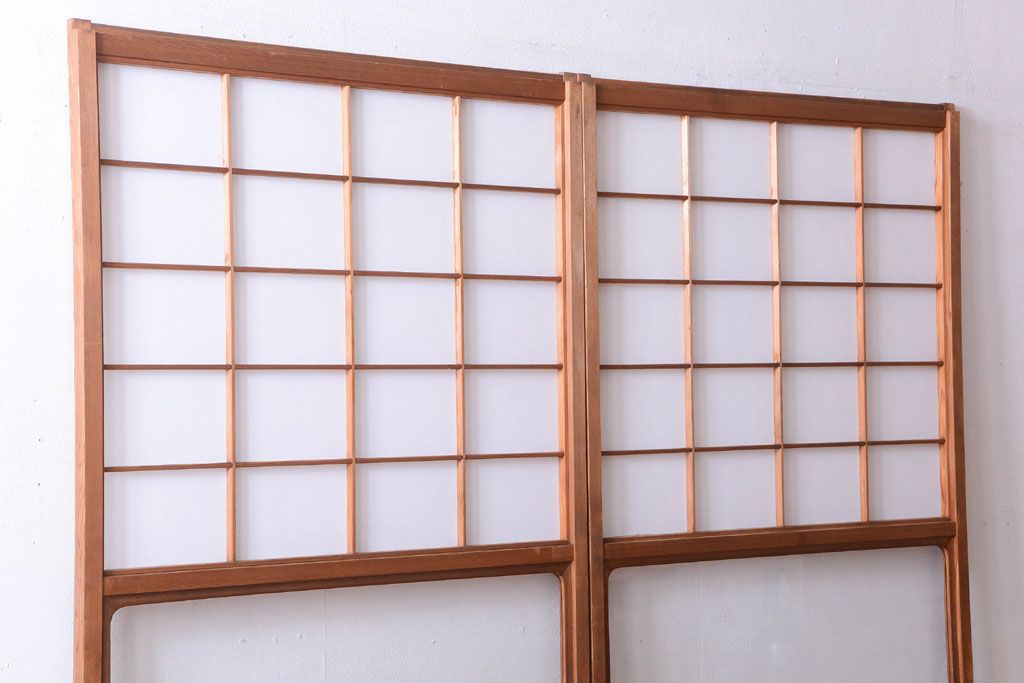 中古　直ガラス障子戸2枚セット(雪見障子戸、引き戸、擦り上げ障子戸、擦上障子戸)(2)