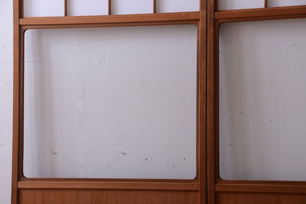 中古　直ガラス障子戸2枚セット(雪見障子戸、引き戸、擦り上げ障子戸、擦上障子戸)(2)