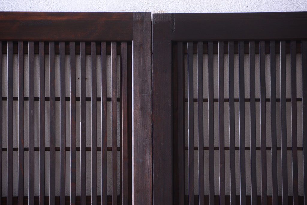 古民具・骨董　裏障子付き!アンティークガラス帯格子戸
