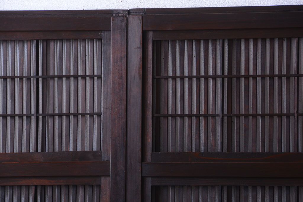 古民具・骨董　裏障子付き!アンティークガラス帯格子戸