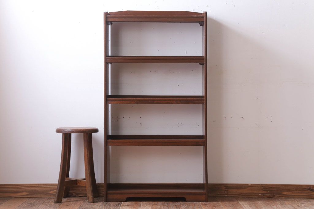 アンティーク家具　 アンティーク　古い木製のシンプルな本棚(飾り棚・ブックシェルフ)