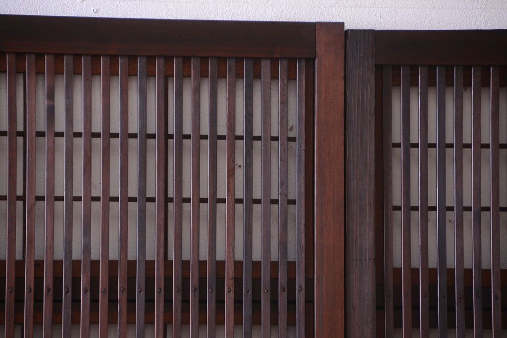 古民具・骨董　裏障子付き!ガラス帯格子戸4枚セット