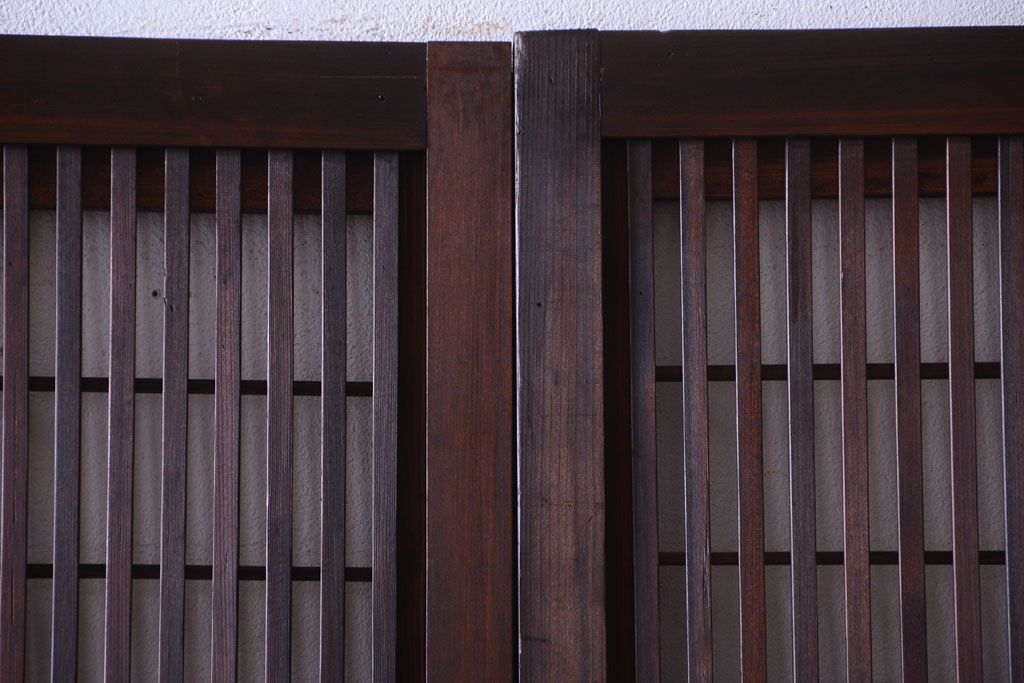 古民具・骨董　裏障子付き!ガラス帯格子戸4枚セット