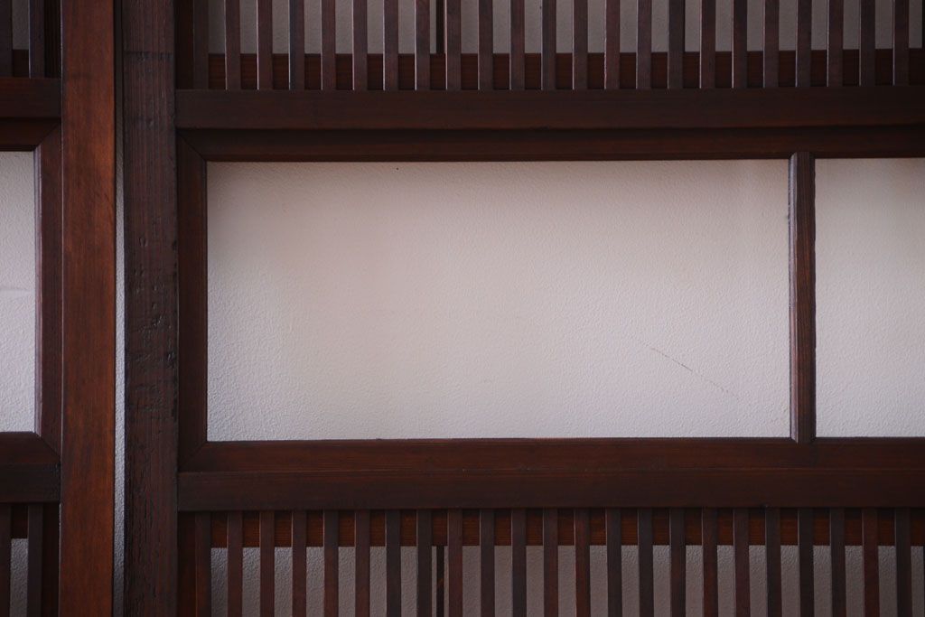 古民具・骨董　裏障子付き!ガラス帯格子戸4枚セット