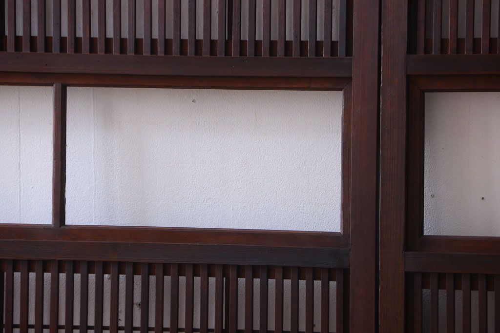 古民具・骨董　裏障子付き!ガラス帯格子戸4枚セット