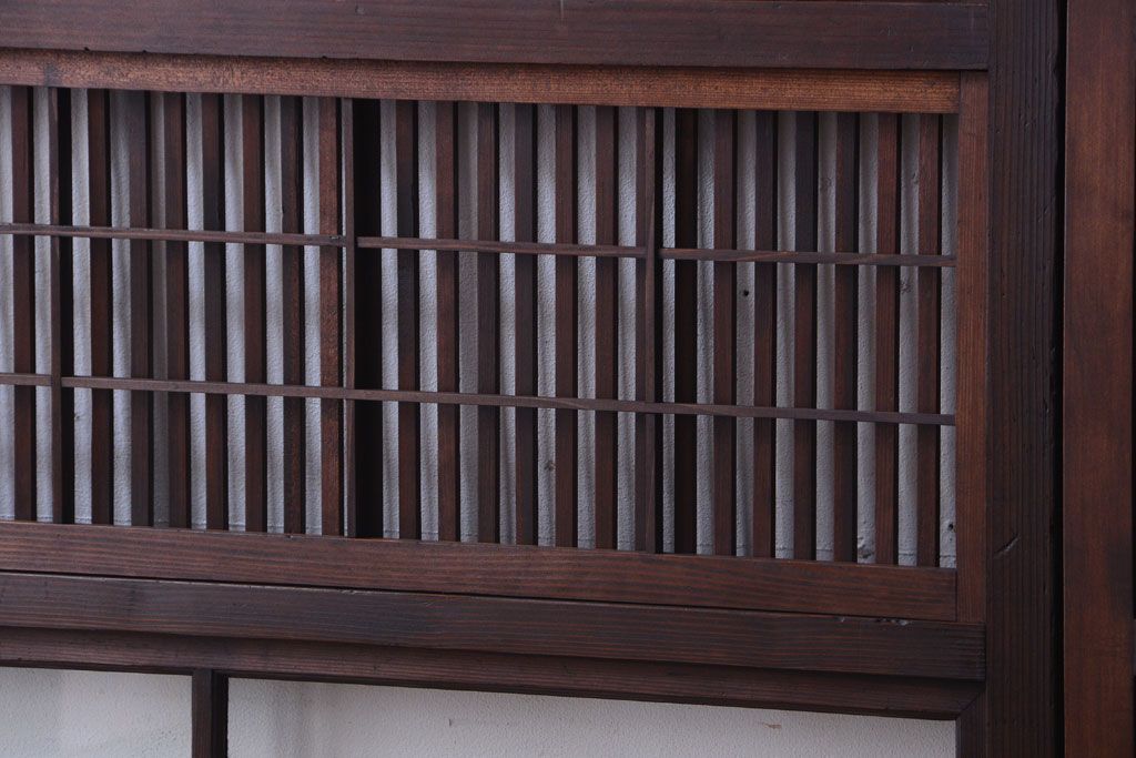 古民具・骨董　裏障子付き!ガラス帯格子戸4枚セット