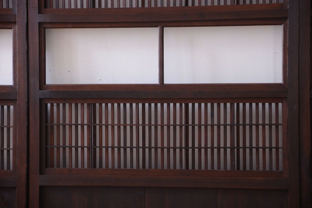 古民具・骨董　裏障子付き!ガラス帯格子戸4枚セット