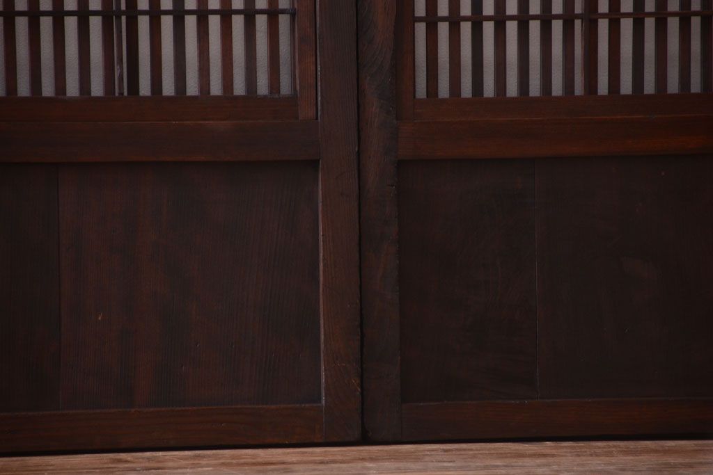 古民具・骨董　裏障子付き!ガラス帯格子戸4枚セット