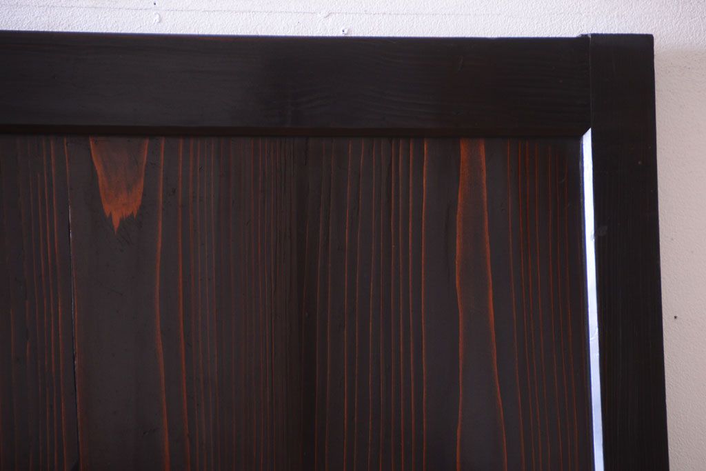 古民具・骨董　明治期　古い木味のアンティーク帯戸2枚セット