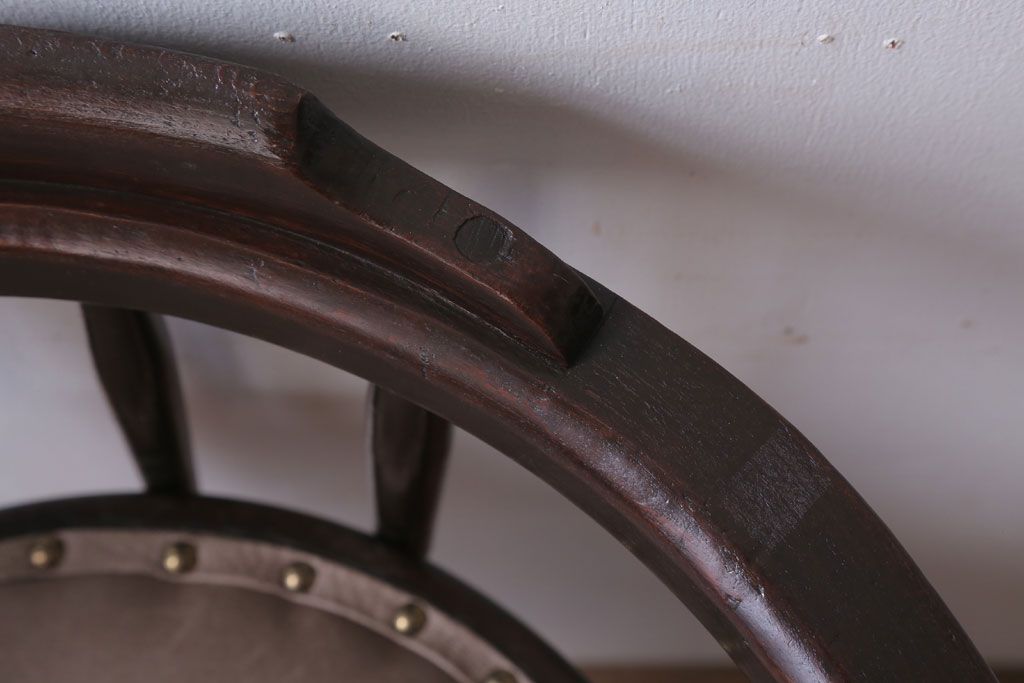 アンティーク家具　大正ロマン　小ぶりなアンティーク回転椅子(3)
