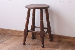 アンティーク家具　アンティーク　古い木のおしゃれな丸スツール