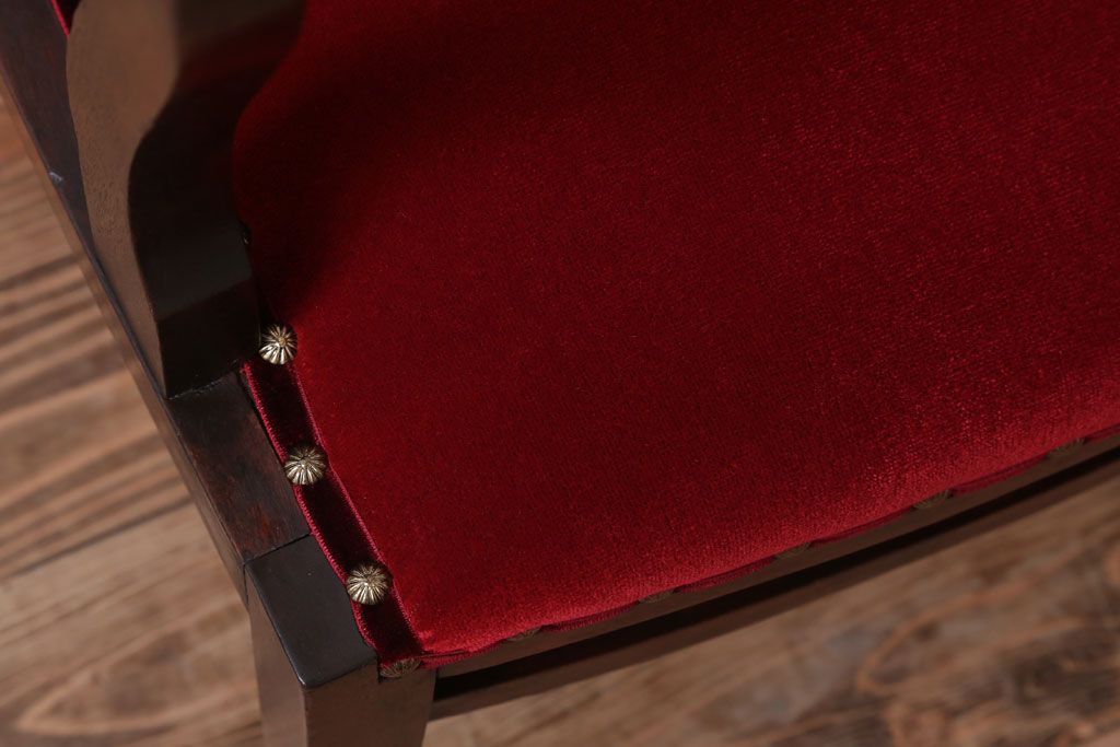 アンティーク家具　大正ロマン　古いナラ材のアームチェア(キャプテンチェア)