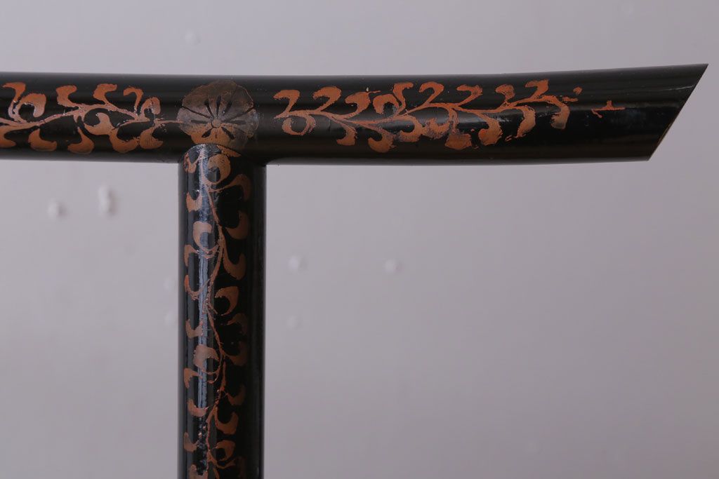 アンティーク雑貨　古民具・骨董　鶴と松の屏風衣桁(2)