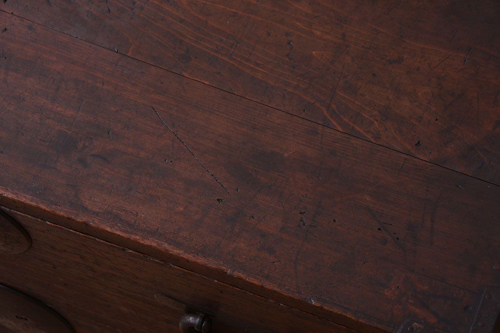 アンティーク家具　古民具・骨董　シンプルな丸金具の衣装箪笥ローボード(時代箪笥)(1)