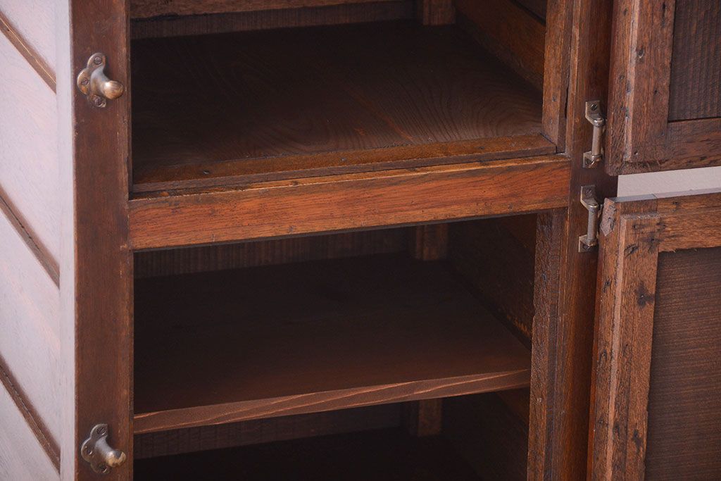 レトロ家具　昭和レトロ　ナラ材製のアンティーク冷蔵庫(冷蔵箱・氷冷蔵庫)(2)