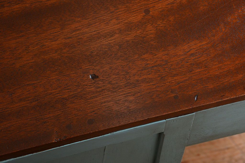 アンティーク家具　アンティーク 古い木製のペイント片袖机