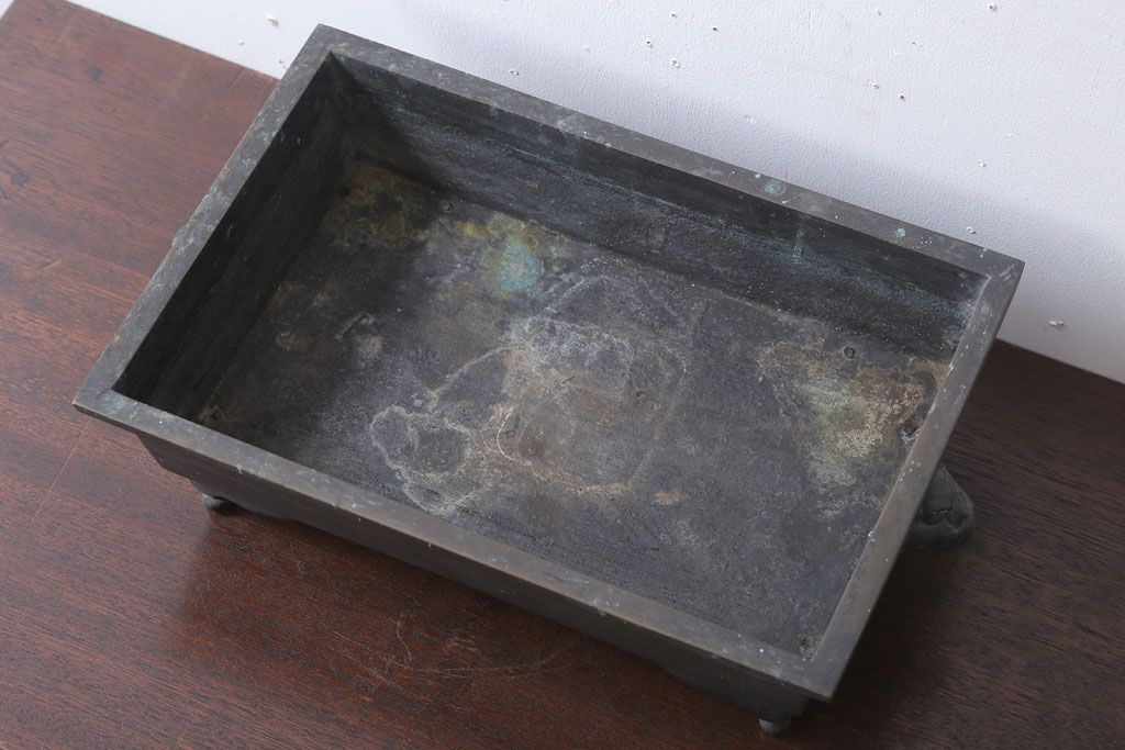 アンティーク雑貨　古民具・骨董　銅(真鍮)製の古い象耳水盤(水盆)